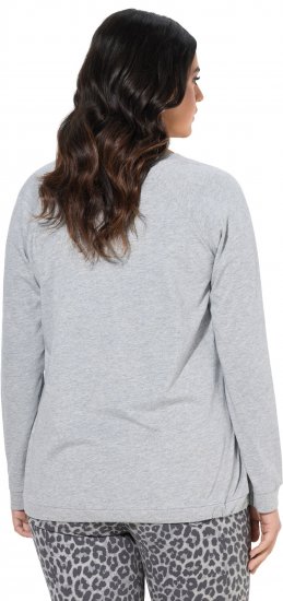 Ulla Popken Magic Feeling Long Sleeve Graphic Tee Light Grey Melange - T-shirts estampadas para mulher - 