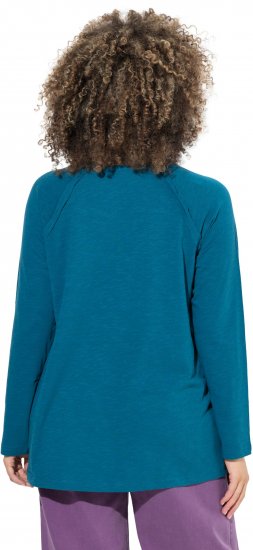 Ulla Popken Inverted Seam Long Sleeve Graphic Tee Teal - T-shirts estampadas para mulher - 