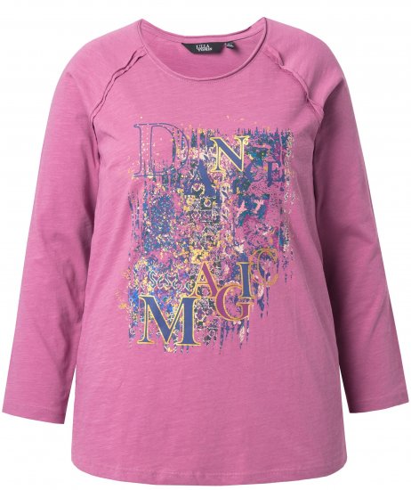 Ulla Popken Inverted Seam Long Sleeve Graphic Tee Dark Rose - T-shirts estampadas para mulher - 