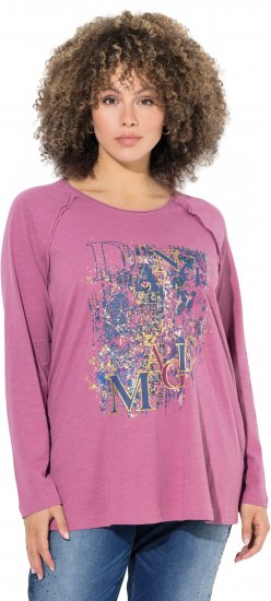 Ulla Popken Inverted Seam Long Sleeve Graphic Tee Dark Rose - T-shirts estampadas para mulher - 