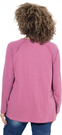 Ulla Popken Inverted Seam Long Sleeve Graphic Tee Dark Rose - T-shirts estampadas para mulher - 