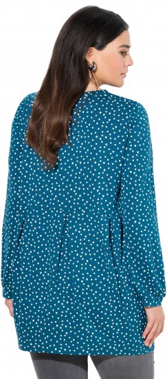 Ulla Popken Pleated Confetti Print Long Sleeve Tee Teal - T-shirts estampadas para mulher - 