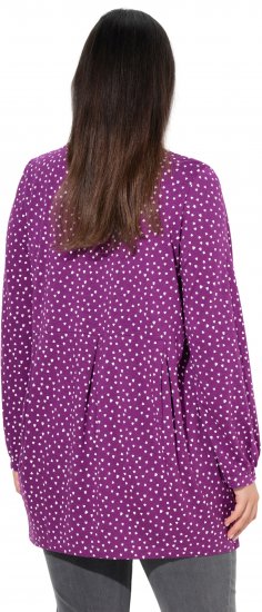 Ulla Popken Pleated Confetti Print Long Sleeve Tee Light Plum - T-shirts estampadas para mulher - 