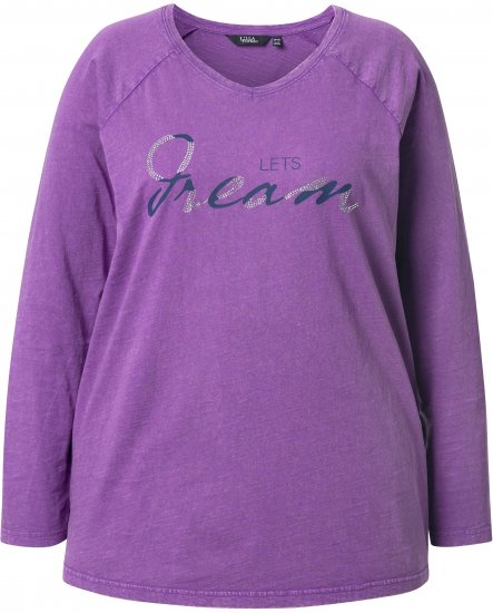 Ulla Popken Dream Rhinestone Lettering Long Sleeve Tee Light Plum - T-shirts estampadas para mulher - 