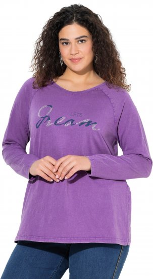 Ulla Popken Dream Rhinestone Lettering Long Sleeve Tee Light Plum - T-shirts estampadas para mulher - 