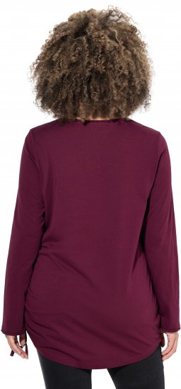 Ulla Popken Your Story Sequined Long Sleeve Tunic Tee Dark Ruby - T-shirts estampadas para mulher - 