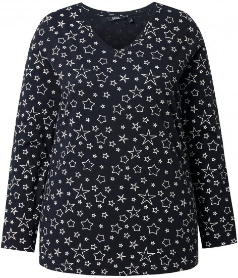 Ulla Popken Allover Printed Long Sleeve Tee Black - T-shirts estampadas para mulher - 