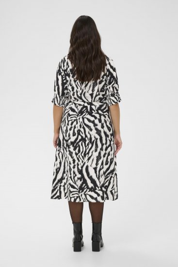 Kaffe Curve Alia Shirt Dress Black Chalk Animal - Vestidos midi - 