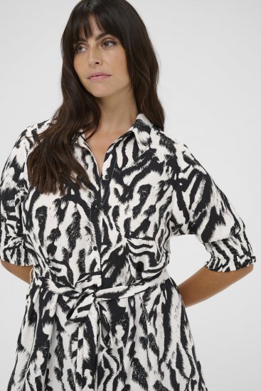 Kaffe Curve Alia Shirt Dress Black Chalk Animal - Vestidos midi - 