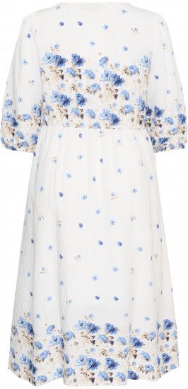 Kaffe Curve Rosa Midi Dress Blue Tones Border Flower - Vestidos - 