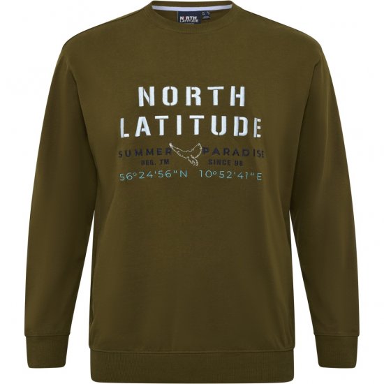 North Latitude Sweatshirt Army Green - Sweatshirts & hoodies - Sweatshirt & Camisolas com Capuz tamanhos grandes