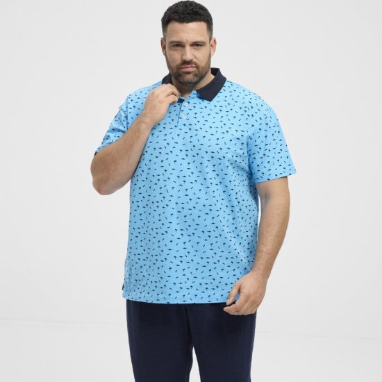 North Latitude Polo Pique Printed Turquoise - Pólos - Pólos Tamanhos Grandes Homem