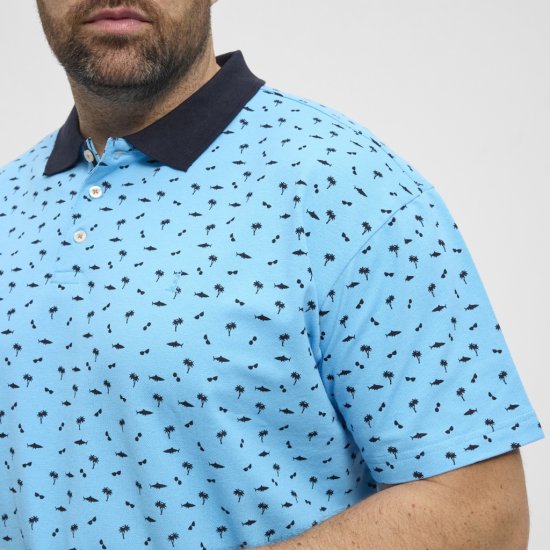 North Latitude Polo Pique Printed Turquoise - Pólos - Pólos Tamanhos Grandes Homem