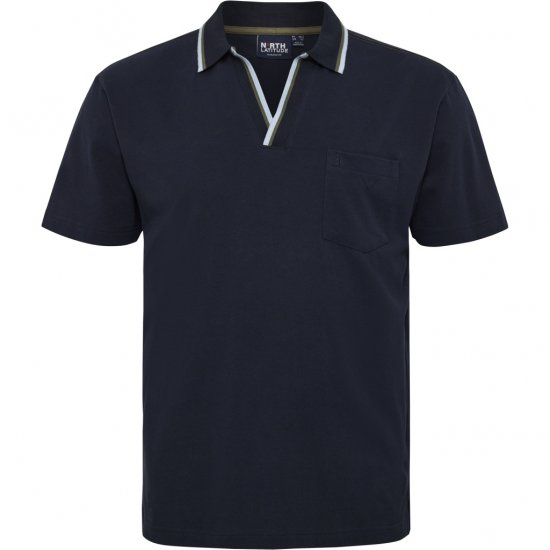 North Latitude Polo Pique V-Neck Navy - Pólos - Pólos Tamanhos Grandes Homem