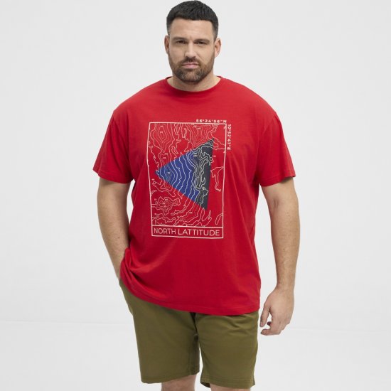 North Latitude T-Shirt Printed Short Sleeve Red - T-shirts - T-shirts Homem Tamanhos Grandes