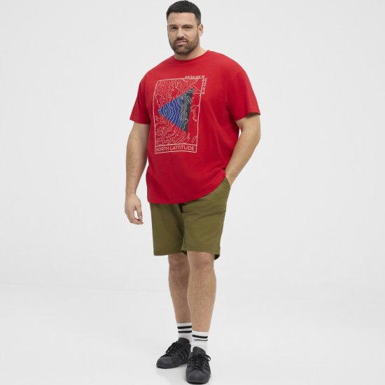North Latitude T-Shirt Printed Short Sleeve Red - T-shirts - T-shirts Homem Tamanhos Grandes