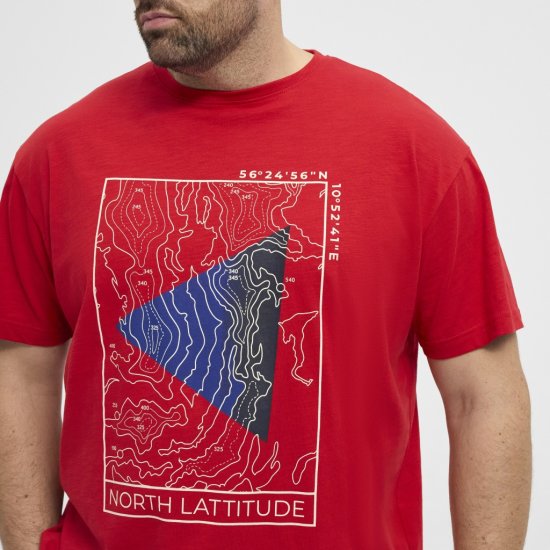 North Latitude T-Shirt Printed Short Sleeve Red - T-shirts - T-shirts Homem Tamanhos Grandes
