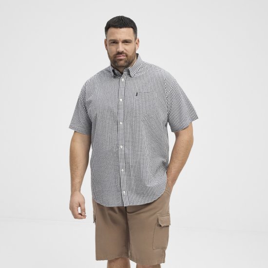 North Latitude Shirt Short Sleeve Checked Grey - Camisas - Camisas Homem Tamanhos Grandes