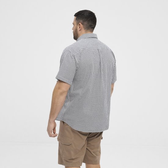 North Latitude Shirt Short Sleeve Checked Grey - Camisas - Camisas Homem Tamanhos Grandes