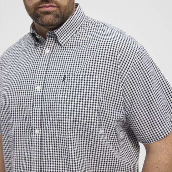 North Latitude Shirt Short Sleeve Checked Grey - Camisas - Camisas Homem Tamanhos Grandes