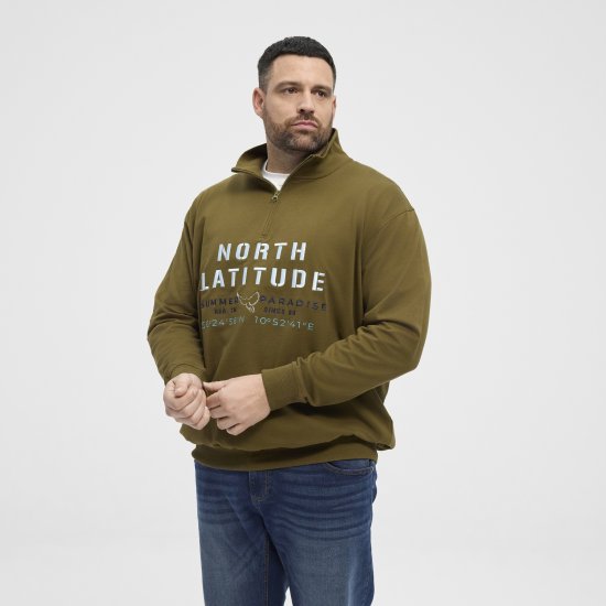 North Latitude Sweatshirt Half-Zip Green - Sweatshirts & hoodies - Sweatshirt & Camisolas com Capuz tamanhos grandes