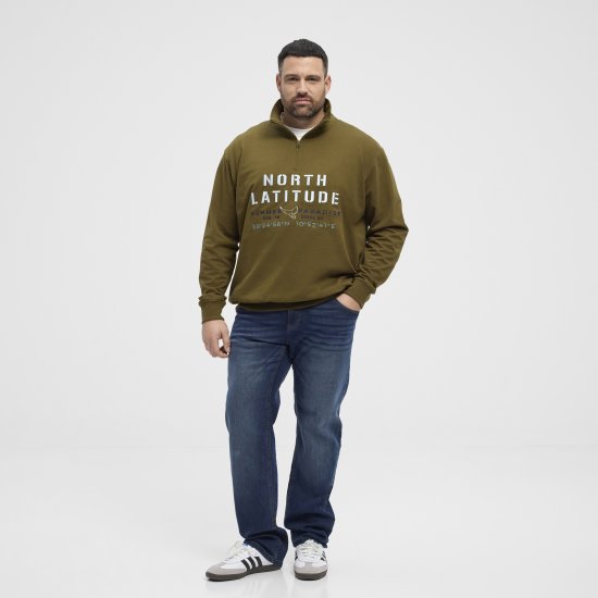 North Latitude Sweatshirt Half-Zip Green - Sweatshirts & hoodies - Sweatshirt & Camisolas com Capuz tamanhos grandes