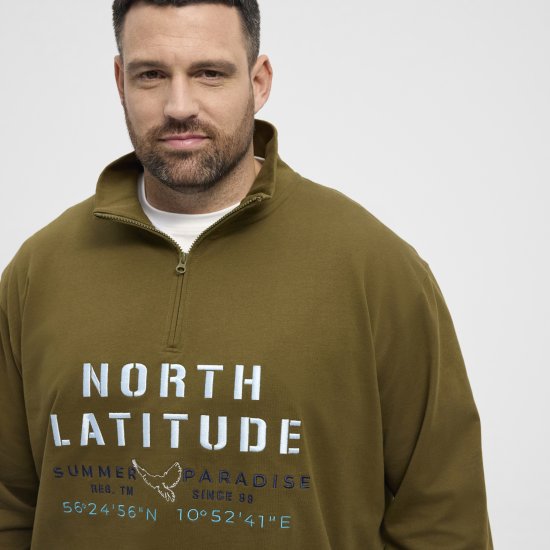 North Latitude Sweatshirt Half-Zip Green - Sweatshirts & hoodies - Sweatshirt & Camisolas com Capuz tamanhos grandes