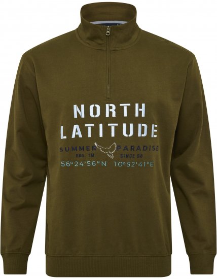 North Latitude Sweatshirt Half-Zip Green - Sweatshirts & hoodies - Sweatshirt & Camisolas com Capuz tamanhos grandes