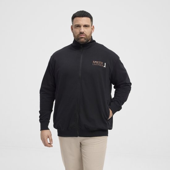 North Latitude Sweatshirt Cardigan Black - Sweatshirts & hoodies - Sweatshirt & Camisolas com Capuz tamanhos grandes