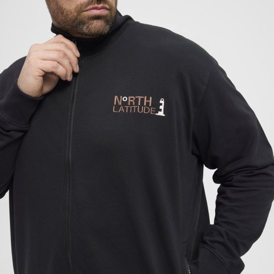 North Latitude Sweatshirt Cardigan Black - Sweatshirts & hoodies - Sweatshirt & Camisolas com Capuz tamanhos grandes