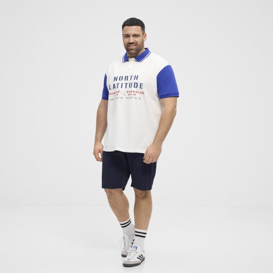 North Latitude Polo Short Sleeve Blue And White - Pólos - Pólos Tamanhos Grandes Homem