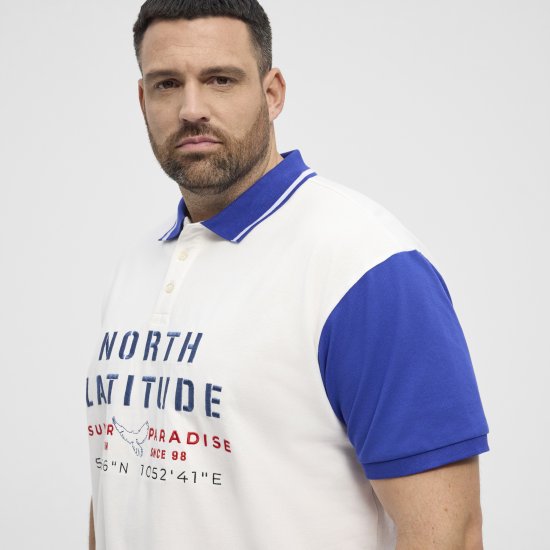 North Latitude Polo Short Sleeve Blue And White - Pólos - Pólos Tamanhos Grandes Homem