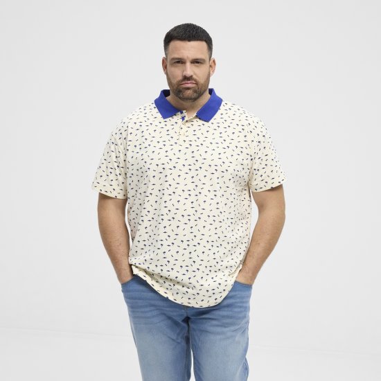 North Latitude Polo Pique Printed Off-White - Pólos - Pólos Tamanhos Grandes Homem