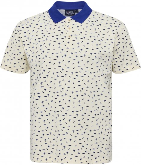 North Latitude Polo Pique Printed Off-White - Pólos - Pólos Tamanhos Grandes Homem