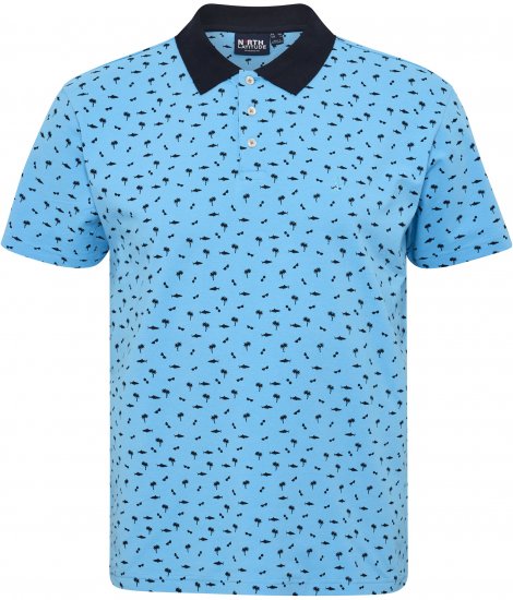 North Latitude Polo Pique Printed Turquoise TALL - ROUPAS DE HOMEM MT-6XLT - Tamanhos-Tall Homem
