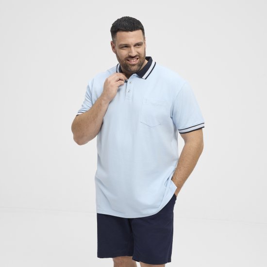 North Latitude Polo Pique Short Sleeve Light Blue - Pólos - Pólos Tamanhos Grandes Homem