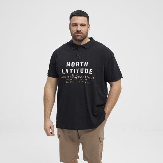 North Latitude Polo Pique Short Sleeve Black - Pólos - Pólos Tamanhos Grandes Homem