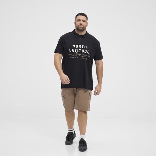 North Latitude Polo Pique Short Sleeve Black - Pólos - Pólos Tamanhos Grandes Homem