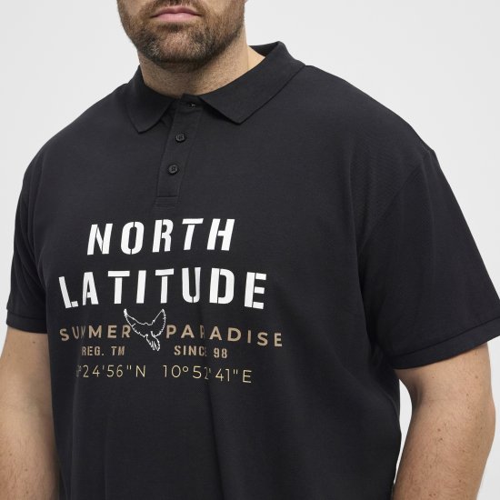 North Latitude Polo Pique Short Sleeve Black - Pólos - Pólos Tamanhos Grandes Homem
