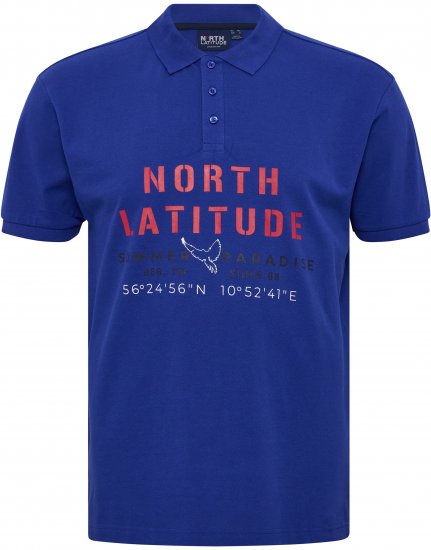 North Latitude Polo Pique Print Short Sleeve Cobalt Blue - Pólos - Pólos Tamanhos Grandes Homem