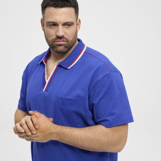 North Latitude Polo Pique V-Neck Blue - Pólos - Pólos Tamanhos Grandes Homem