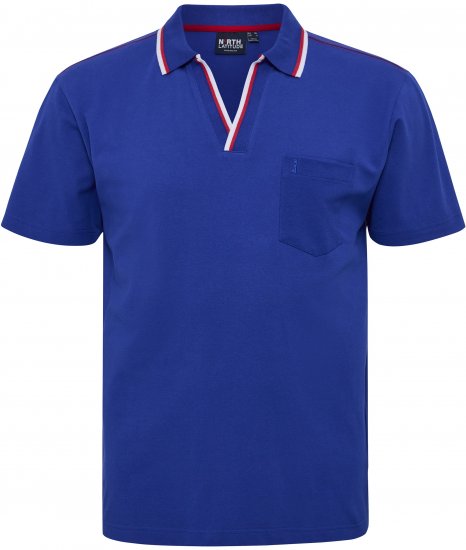 North Latitude Polo Pique V-Neck Blue - Pólos - Pólos Tamanhos Grandes Homem
