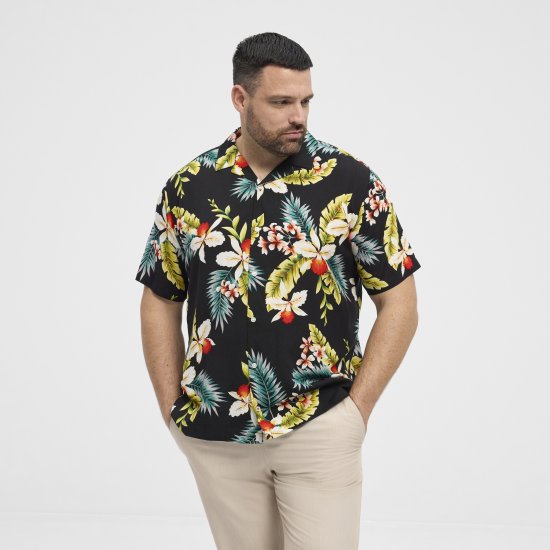 North Latitude Shirt Short Sleeve Printed Allover Black - Camisas - Camisas Homem Tamanhos Grandes