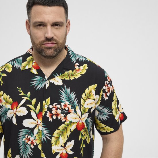North Latitude Shirt Short Sleeve Printed Allover Black - Camisas - Camisas Homem Tamanhos Grandes