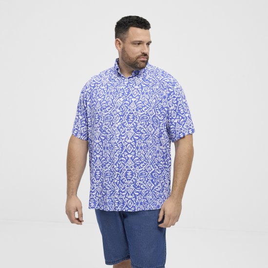 North Latitude Shirt Denim Printed Allover Blue - Camisas - Camisas Homem Tamanhos Grandes
