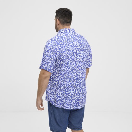 North Latitude Shirt Denim Printed Allover Blue - Camisas - Camisas Homem Tamanhos Grandes