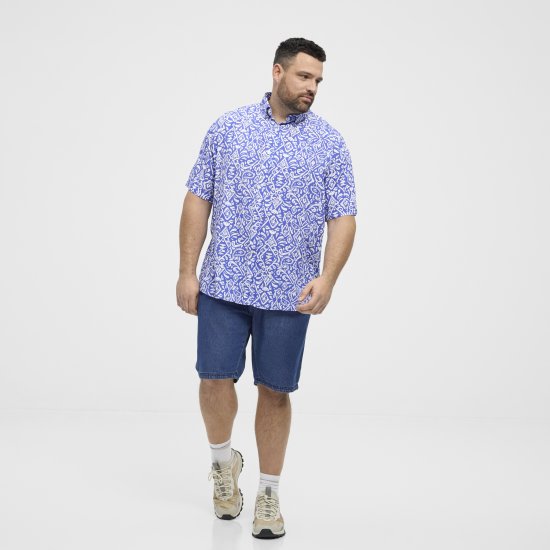 North Latitude Shirt Denim Printed Allover Blue - Camisas - Camisas Homem Tamanhos Grandes