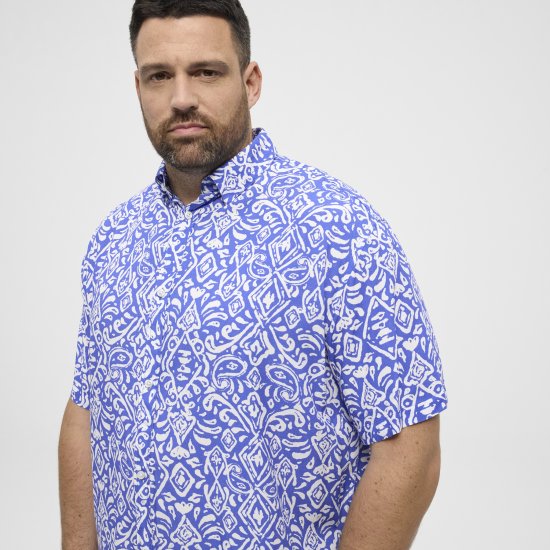 North Latitude Shirt Denim Printed Allover Blue - Camisas - Camisas Homem Tamanhos Grandes