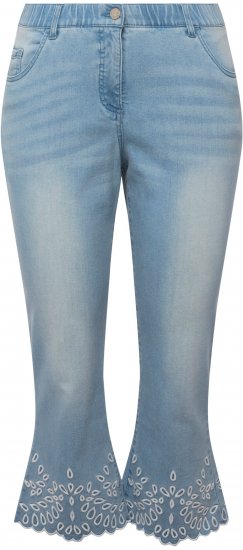 Ulla Popken Cropped Flared Eyelet Jeans Light Blue - Jeans & Calças Femininas em Tamanhos Grandes – Plus Size - 