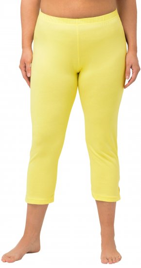 Ulla Popken Basic Stretch Knit Capris Yellow - Jeans & Calças Femininas em Tamanhos Grandes – Plus Size - 